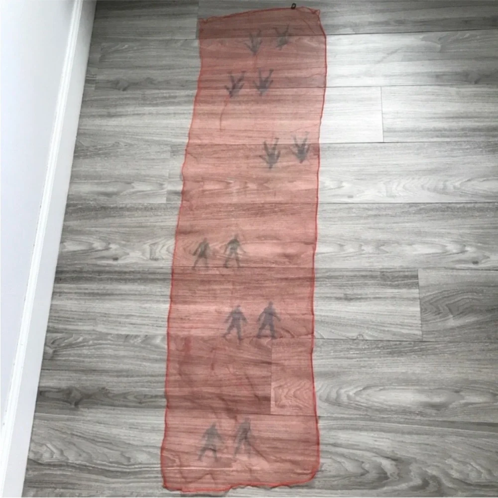 VINTAGE WOMENS SCARF SHEER RED HIMAN WALKING MADE IN JAPAN